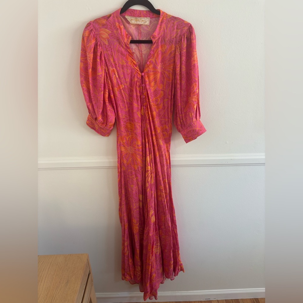 Jen's Pirate Booty Vibrant Pink and Orange Long Sleeve Dress